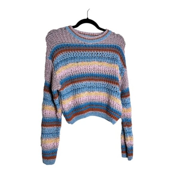 Zara Multicolor Striped Knit Sweater – Cozy Meets Colorful sz 13-14 - Picture 1 of 5